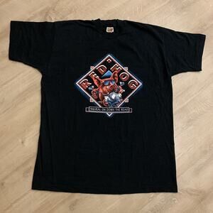 Vintage 90s Red Hog Biker Motorcycles T-Shirt Men's XXL 2XL Graphic Tee Black